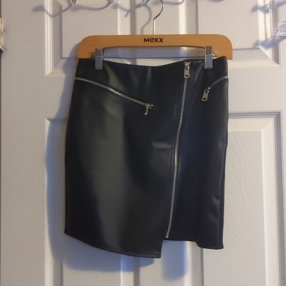 Black faux leather skirt